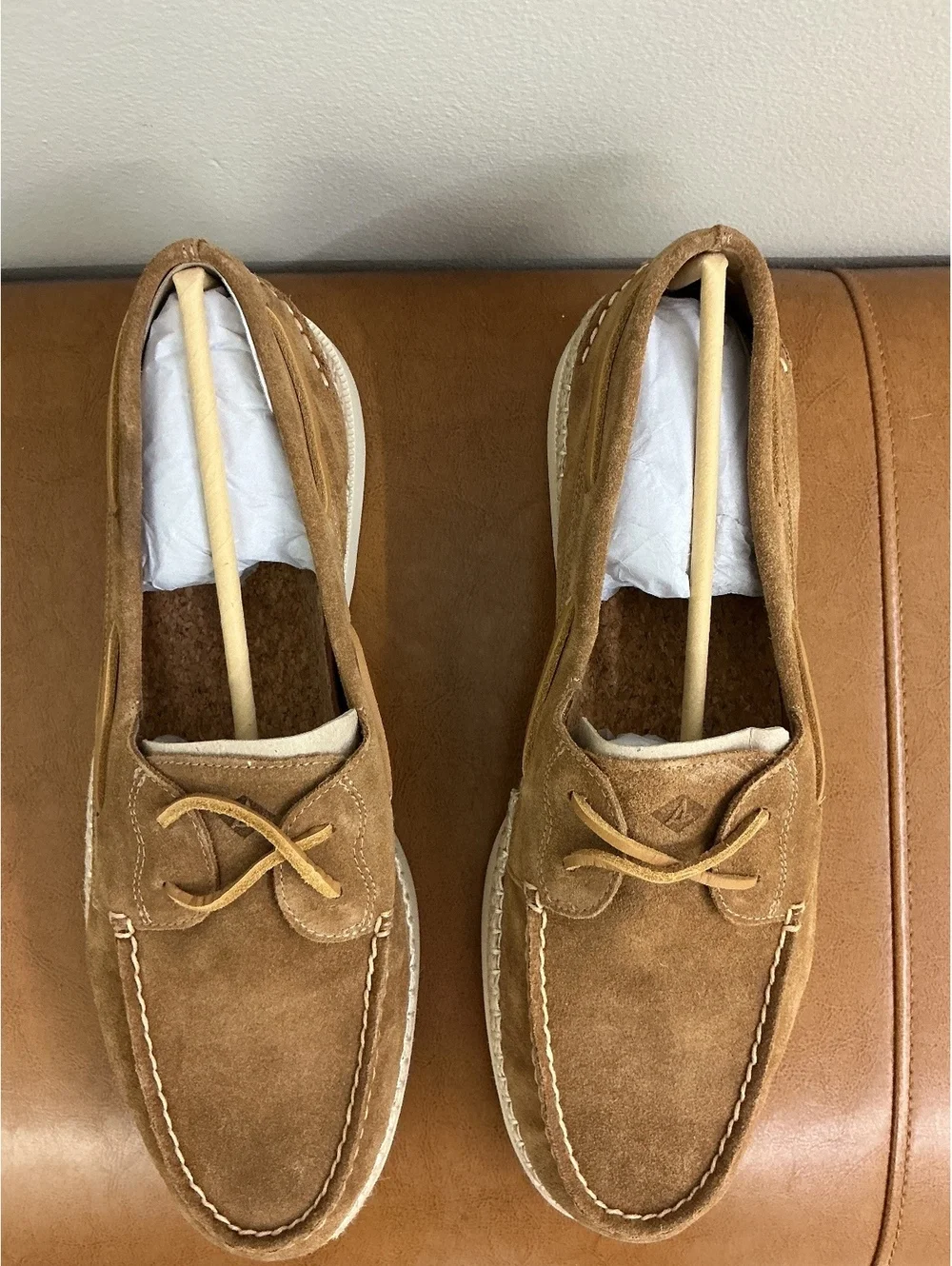 BNWT Sperry Authentic Original 2-Eye Resort Tan Preppy Suede Boat Shoes